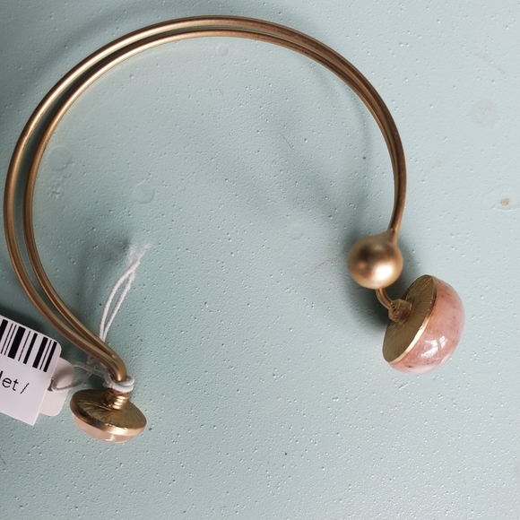 Jetson Gold Tone Double Wire Bracelet Pink - Picture 6 of 7